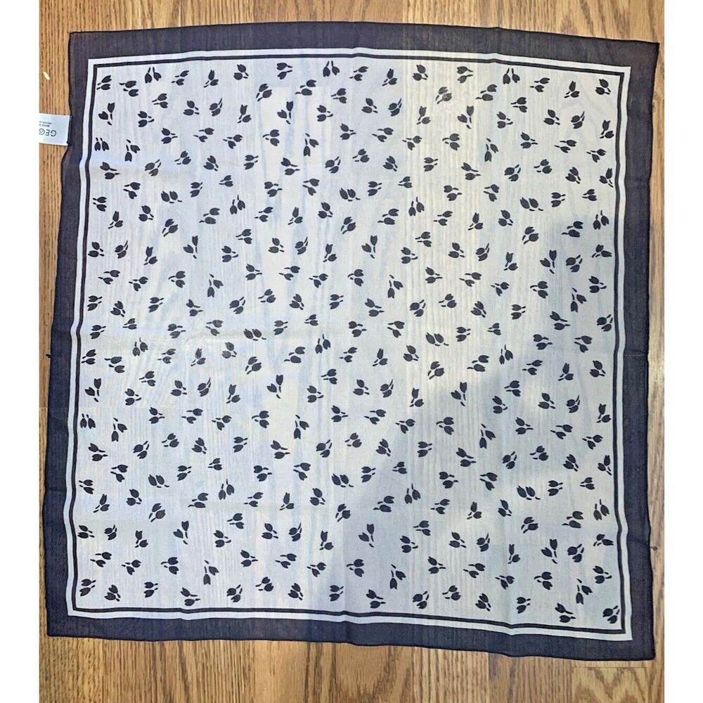 George Made In Italy Scarf Blue White Tulip 20” Polyester Vintage